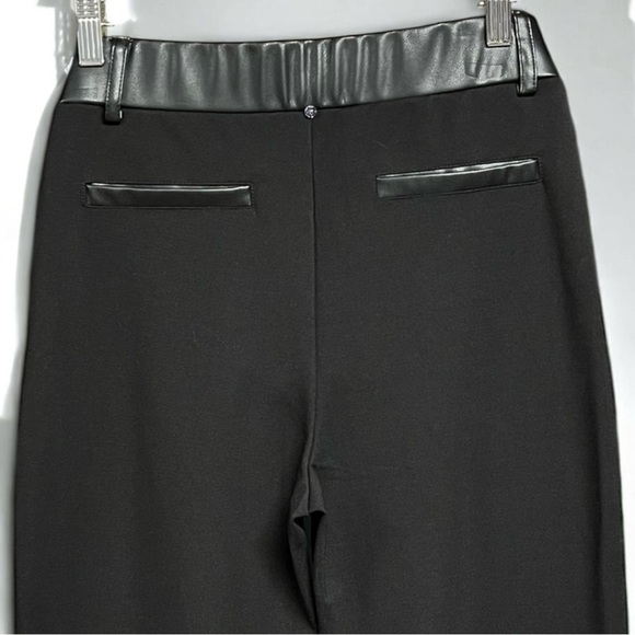 🌻Adrienne Landau Onyx Black Vegan Leather Trim Trouser Pants Rhinestone Size M - Picture 6 of 10